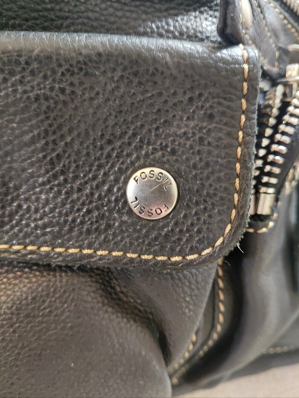 Fossil Black Leather Messenger Crossbody Shoulder Bag - Picture 12 of 13